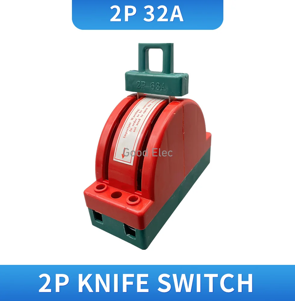 Bidirectional knife switch household 2P two-phase high-power 32A 220V double throw reverse clockwise knife switch