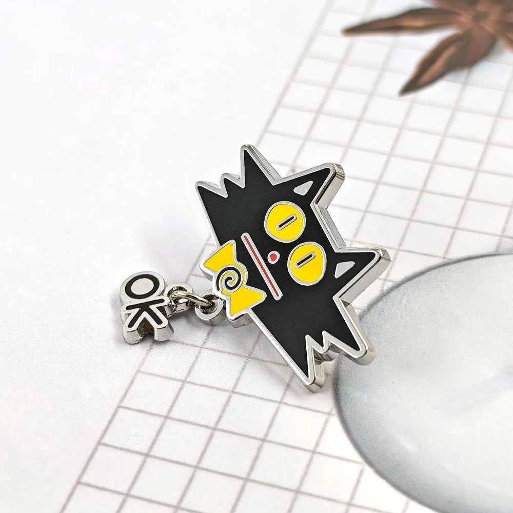 Lustige Schwarze Katze OK Emaille-Pins mit hängenden Buchstaben-Broschen, sarkastisches Meme-Metall-Abzeichen, Rucksack-Revers-Pin, Schmuckgeschenk – Detail 7