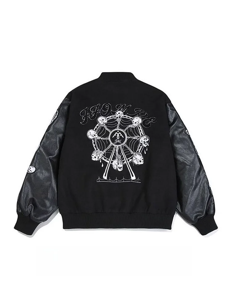 Loose Unisex Skeleton Baseball Jacket Hip Hop Style Spring 2024 Fashion Outerwear Polyester Fabric Youth  Culture