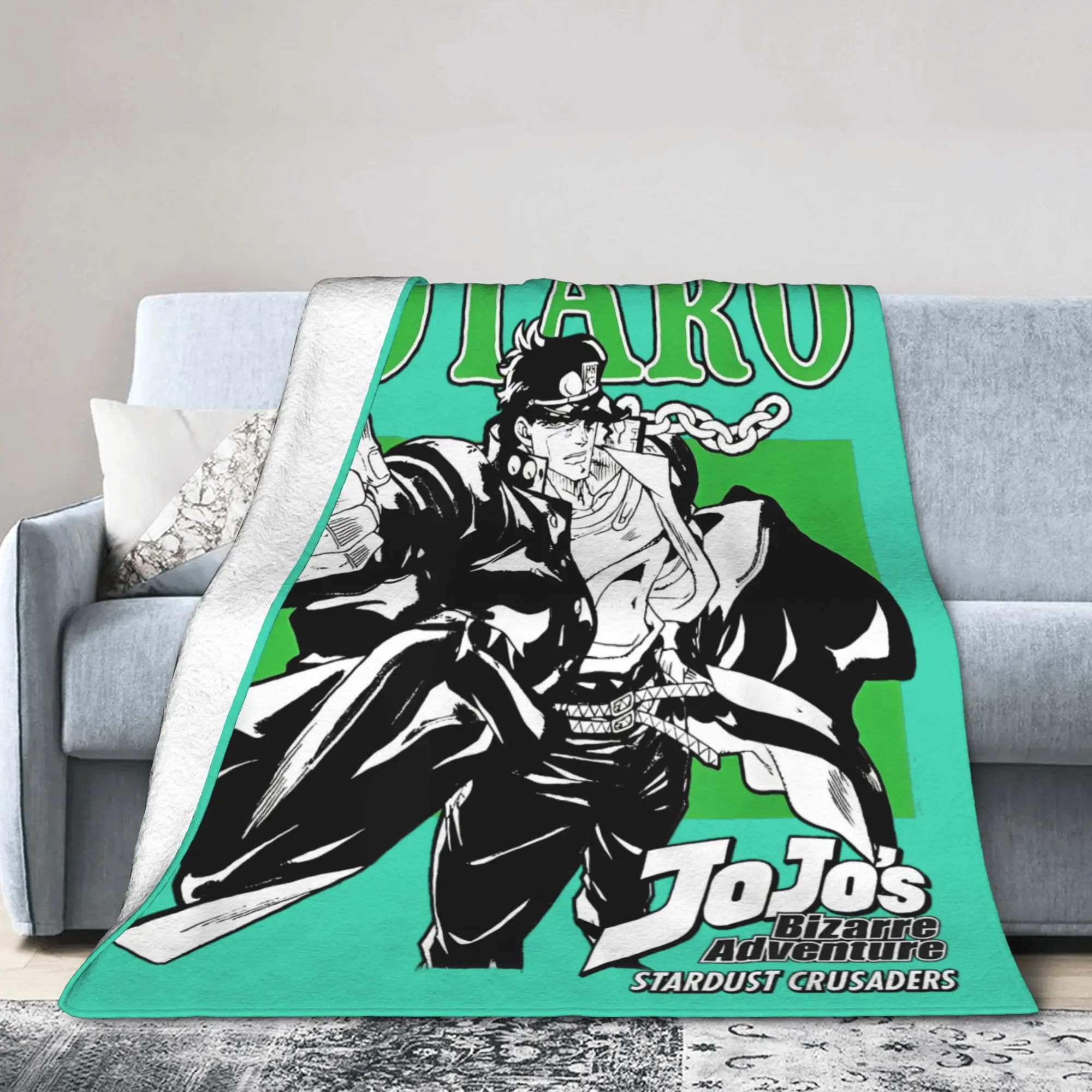 Stardust Crusaders Jotaro Pose Blankets J-JoJos  Flannel Awesome Soft Throw Blankets for Bedding Lounge Decoration
