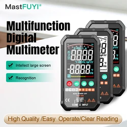 MASTFUYI 6000 recuentos multímetro Digital Ture RMS AC DC NCV Transistor de trabajo multímetro condensador temperatura voltaje medidor inteligente