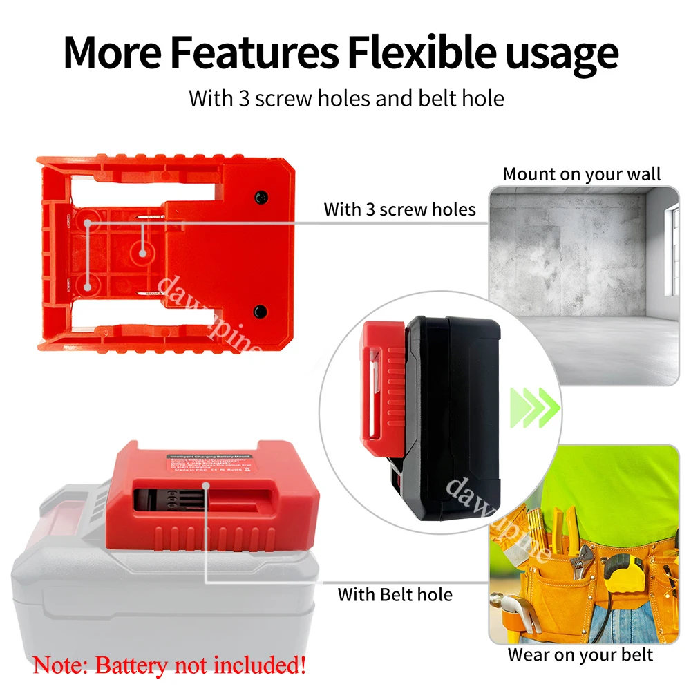 Lithium Battery Parts for Einhell for Ozito 18V Li-ion Battery Adapter Belt Buckle Display Bracket USB Type C Charger Power Bank