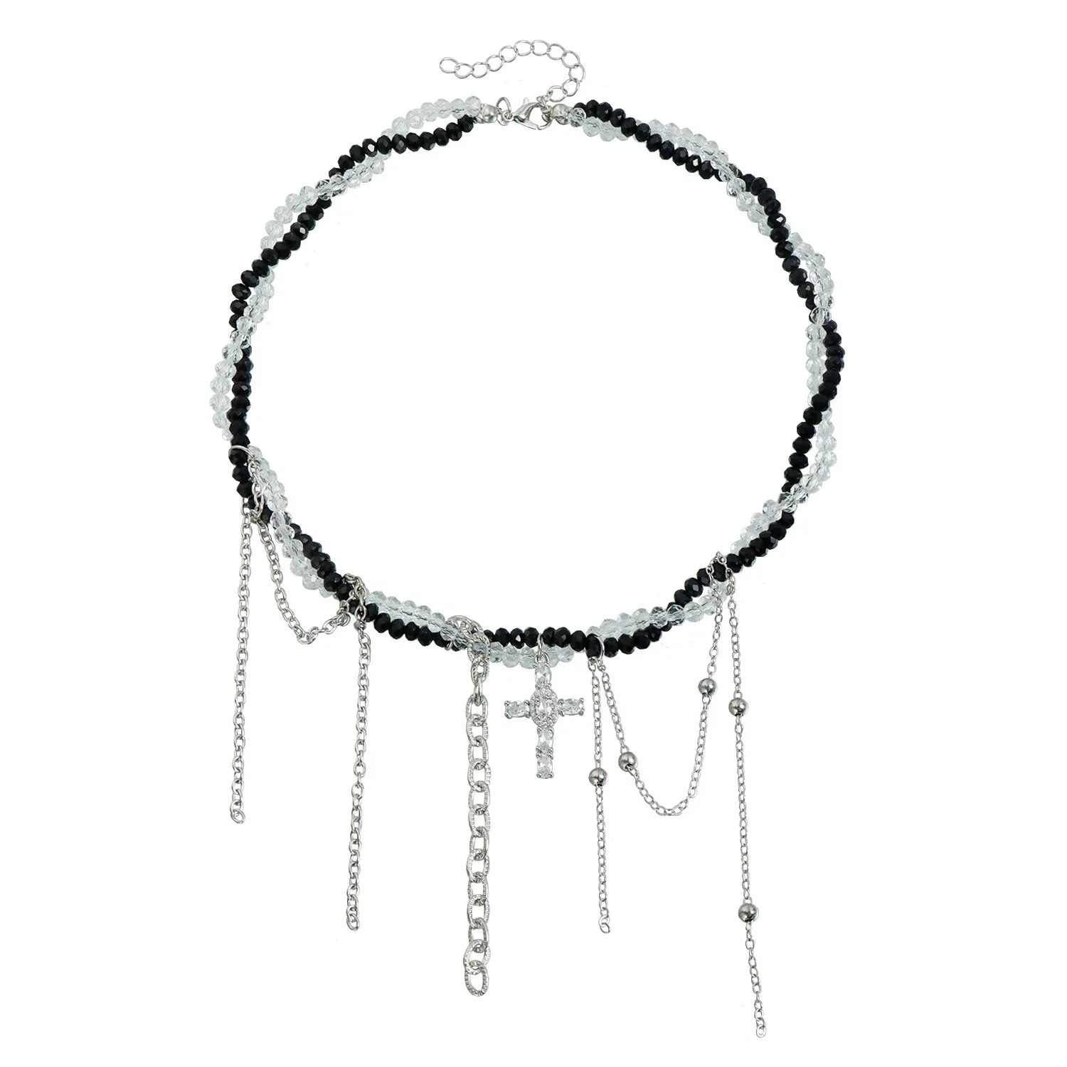 قلادة محظورة باللونين الأبيض والأسود للفتيات الداكنة، وقلادة على شكل عنصر متقاطع على طراز حار #1