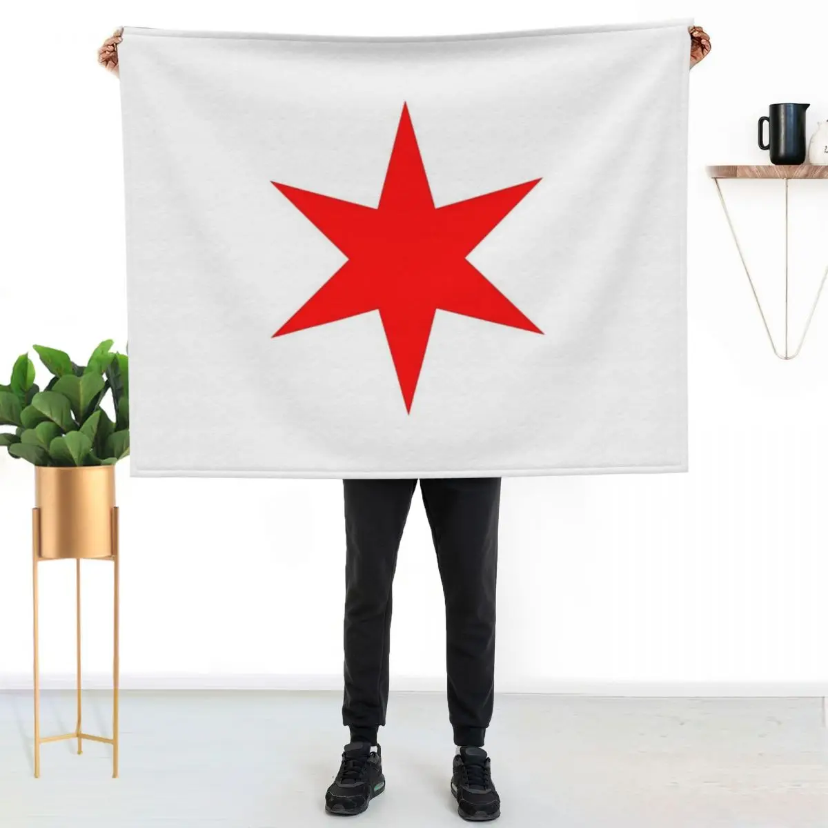 Chicago Star Throw Blanket Ultra Plush Cozy Blanket for Napping Sleeping