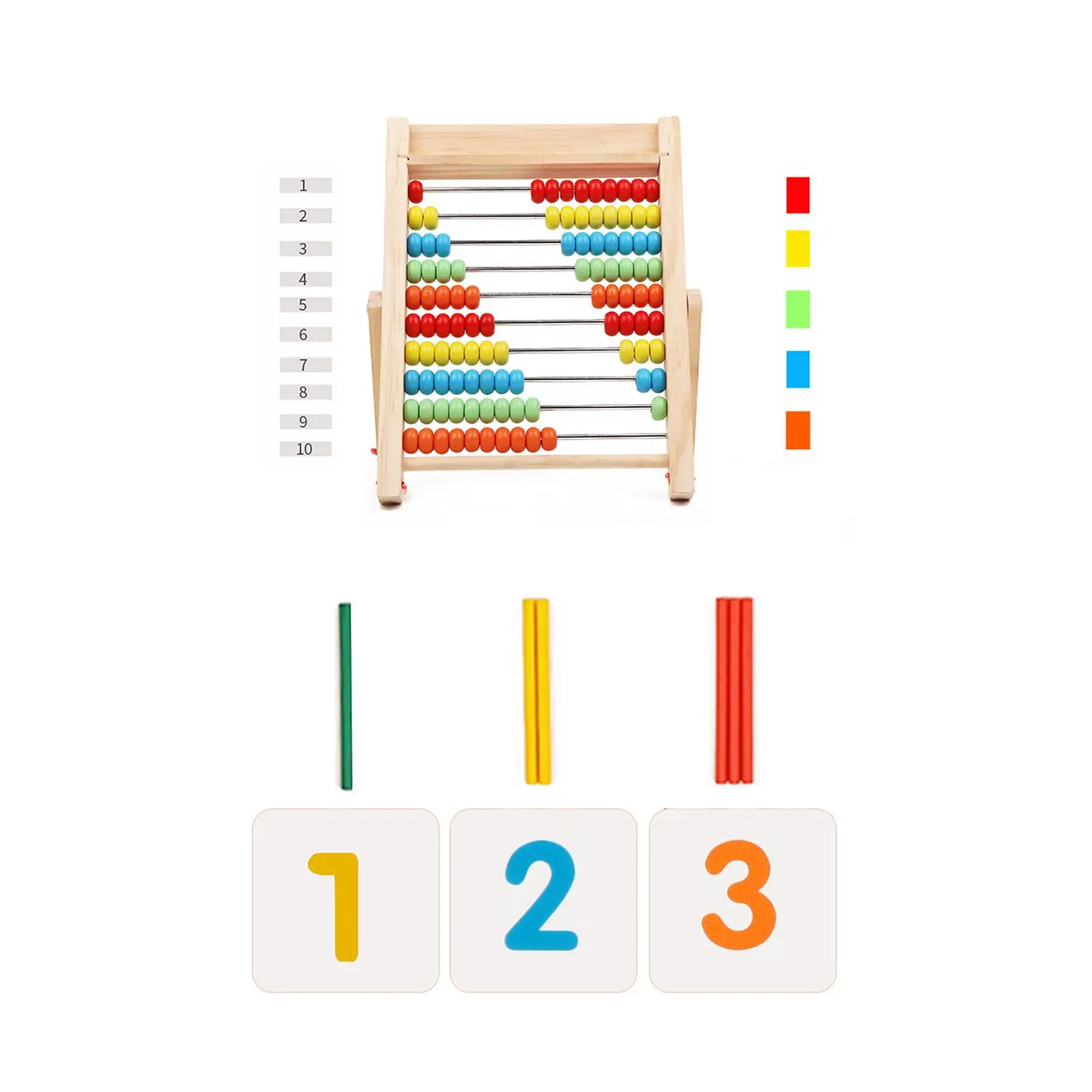 Wooden Frame Abacus Educational Counting Frames Toy 10 Row Math Manipulatives