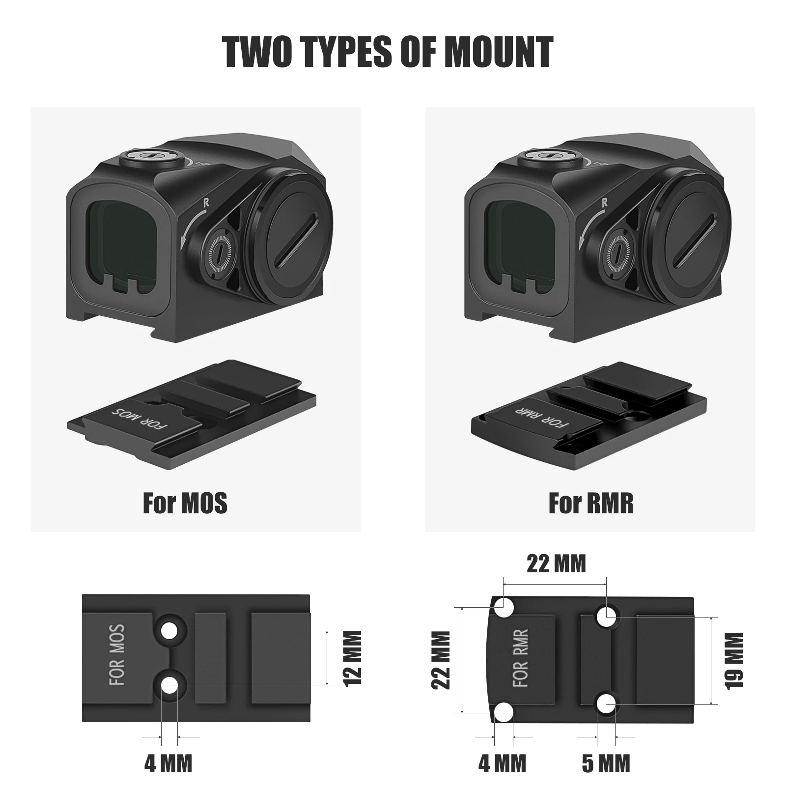 SPINA OPTICS Tactical Hunting HD 3MOA Riser Hight Mount Waterproof Red Dot Sight LED Lighting Red Dot With RMR/MOS Base