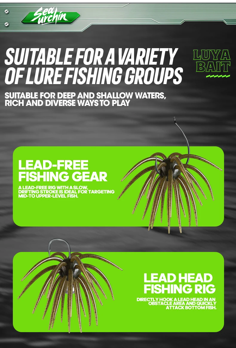 TAIYU 13cm Coike Urchin Weichköder, langlebiger Elastomer-Köder mit Tentakeln für Raubfische, Silikonköder, künstlicher Wurmköder – Detail 7