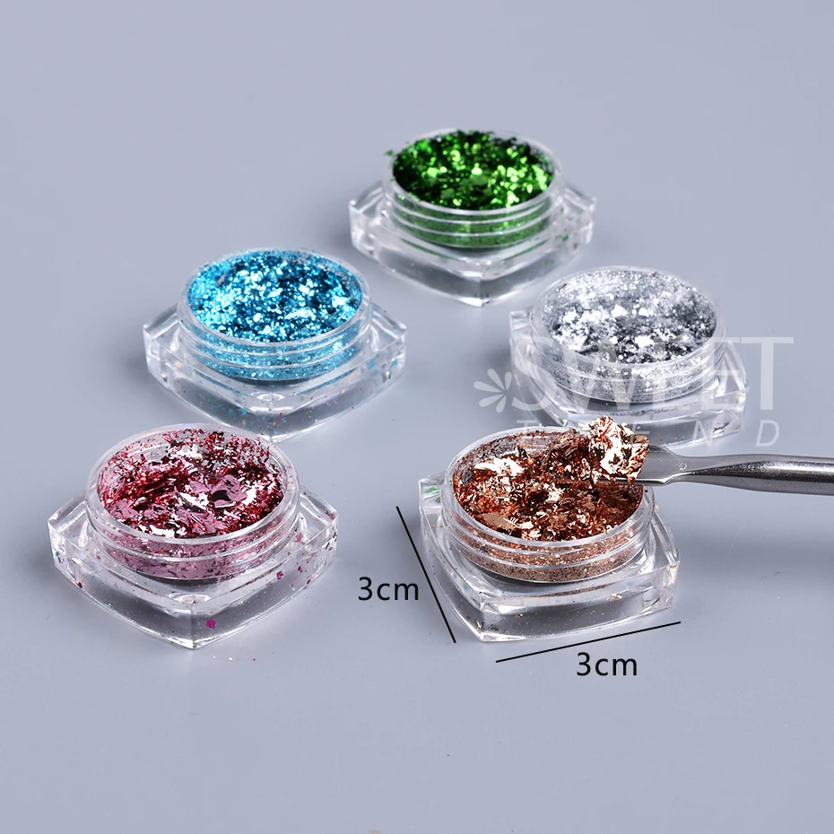 8/10Boxes Gold Silver Aluminum Nail Foils Metallic Sparkly Flakes Broken Irregular Foils DIY Manicure Decoration Glitter Sequins