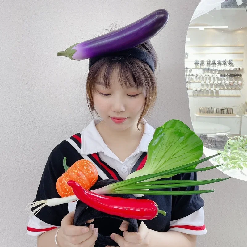 Adult Kids Funny Fruit Vegetable Hair Hoop Bread Carrot Banana Hairband Pepper Headband Accessories Birthday Cosplay Halloween