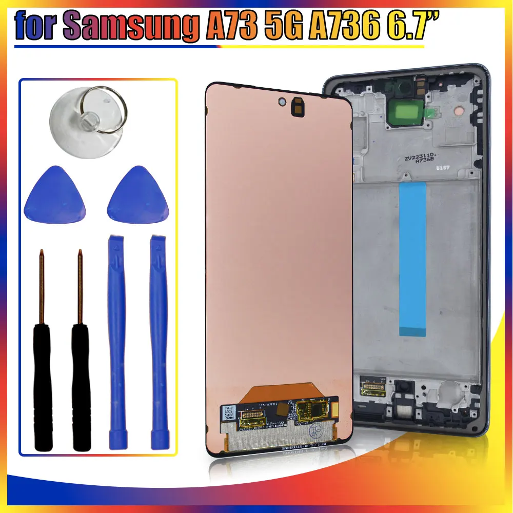 New AMOLED LCD for Samsung Galaxy A73 5G A736B LCD Display Touch Screen Digitizer Replacement for Samsung A736 SM-A736B LCD