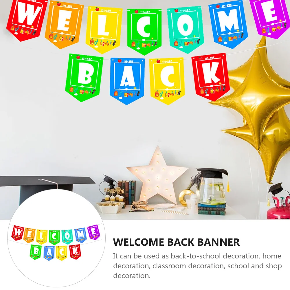 Classroom Wall Decor The Banner Welcome Back Pennant Hanging Decoration Campus Signs