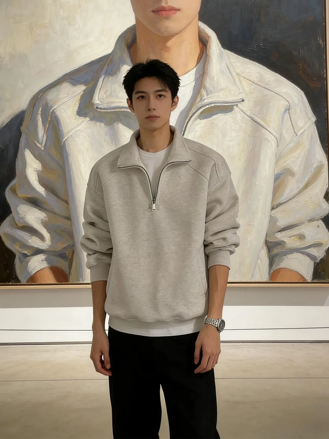 

Мужская толстовка на молнии с флисовой подкладкой, длинным рукавом и воротником-стойкой, повседневный топ, весенняя модная базовая одежда для молодежи