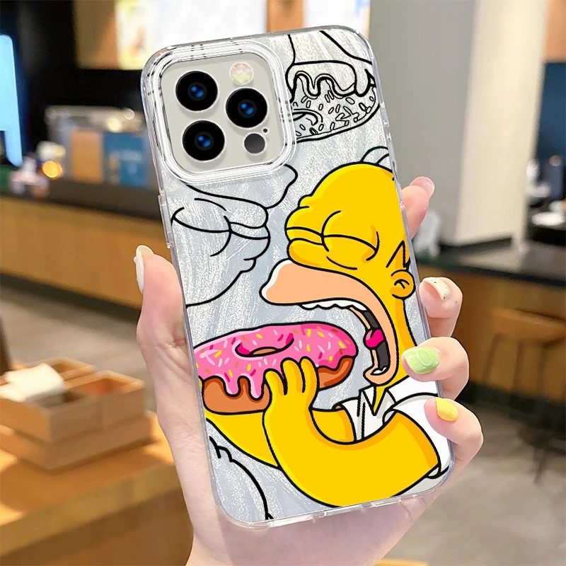 Simpsons Camlet Laser Phone Case for iPhone 16 15 14 13 12 11 Pro Max XR XS X 8 7 6S 6 Plus SE 2020 2022 Hard Shockproof Cover