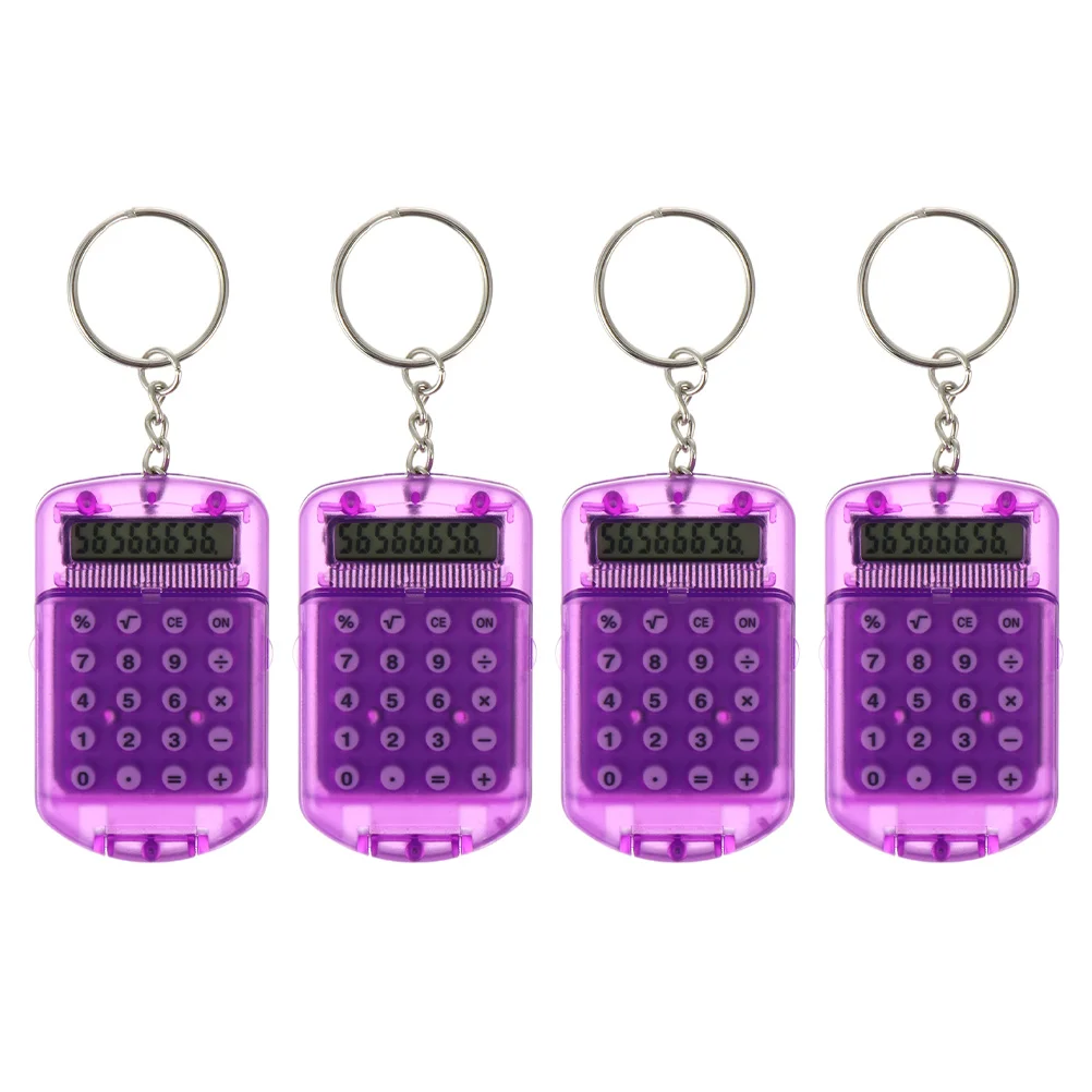 4 Pcs Keychain Calculator Pocket Hanging Small for Students Portable Mini Keyring Abs Electronic Size