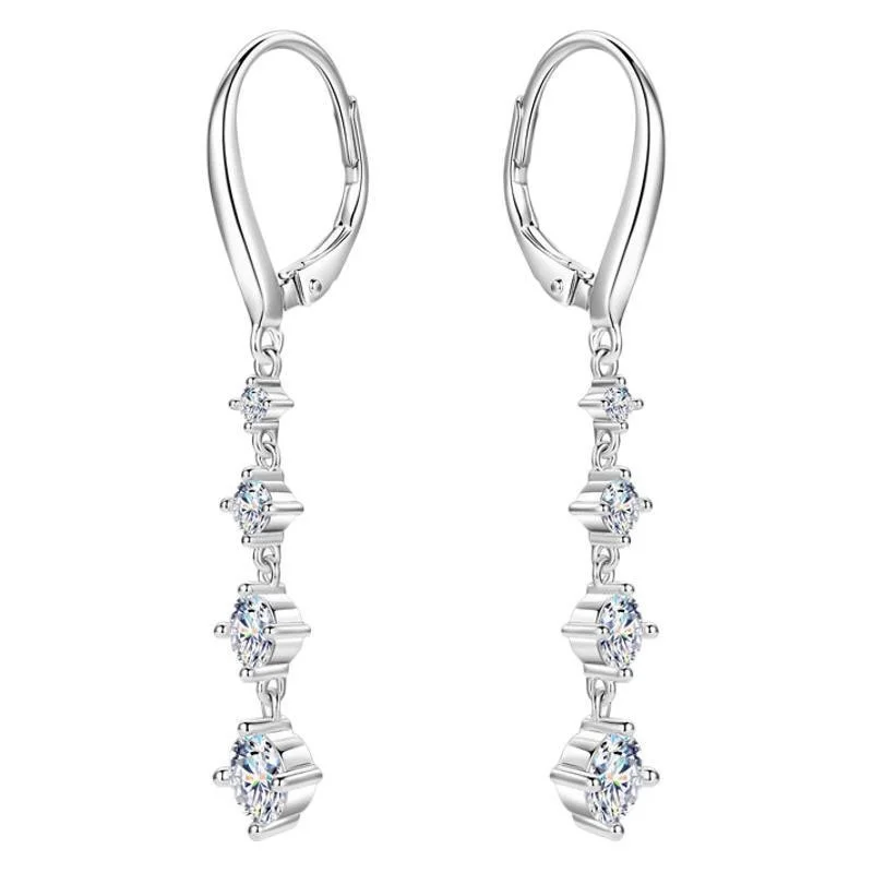 

ZFSILVER Trendy 925 Classic Silver Moissanite Design Long Tassel Earring For Charm Women Accessories Party Jewelry Gift EMO-588