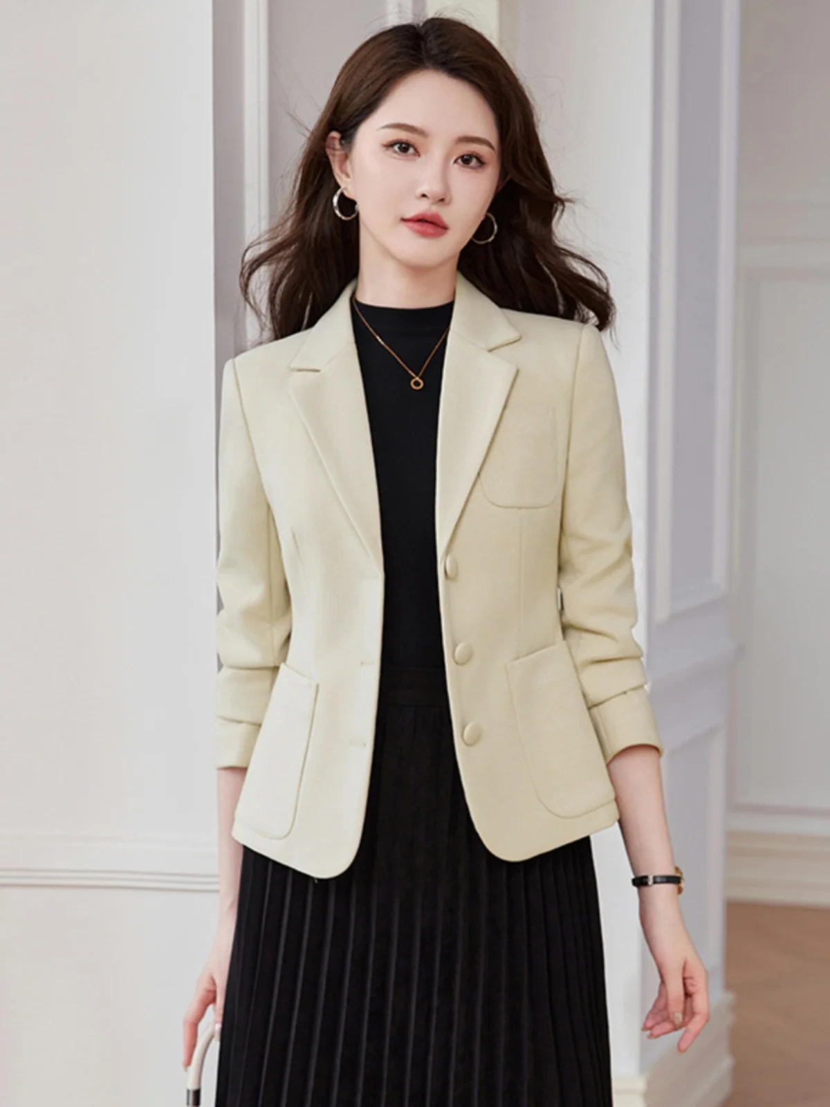 

Elegant Short Woolen Suit Jacket Women's Commute Professional OL Style Waist-Cinching Fashionable Autumn Winter New Arrival