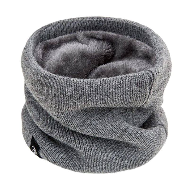 Knitted Scarf Winter Warm Snood Scarves Solid Thicken Wool Fur Neck Warmer Unisex Men Neck Scarfs Ring Female Pullover Scarf