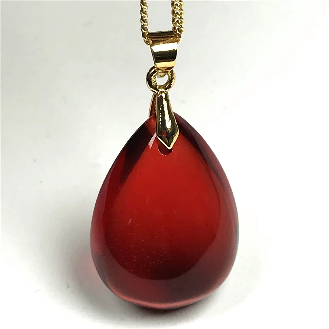 Natural Red Blood Amber Pendant Necklace Jewelry For Woman Man Beauty Healing Gift 23x16x8mm Beads Crystal Silver Stone AAAAA