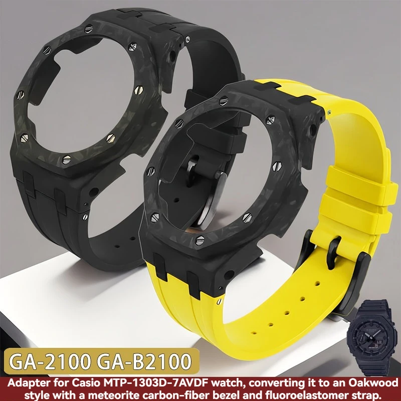 

Ga2100 lightweight bezel Mod Kit Compatible with Casio GA2110/GA-B2100 modified true carbon fiber case fluororubber watch strap