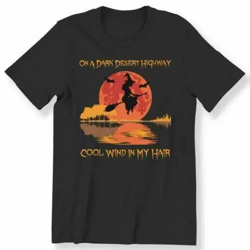 Halloween On A Dark Desert Men T-shirt Witch Spooky 100 Cotton