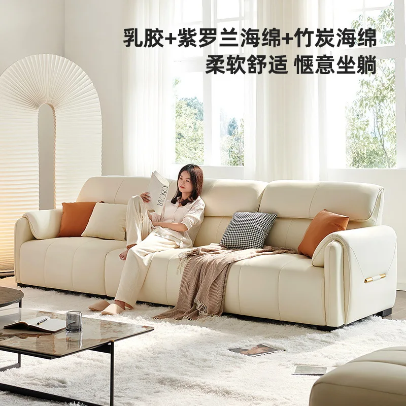 

Customizable light luxury first-layer cowhide sofa living room small apartment French cream style leather