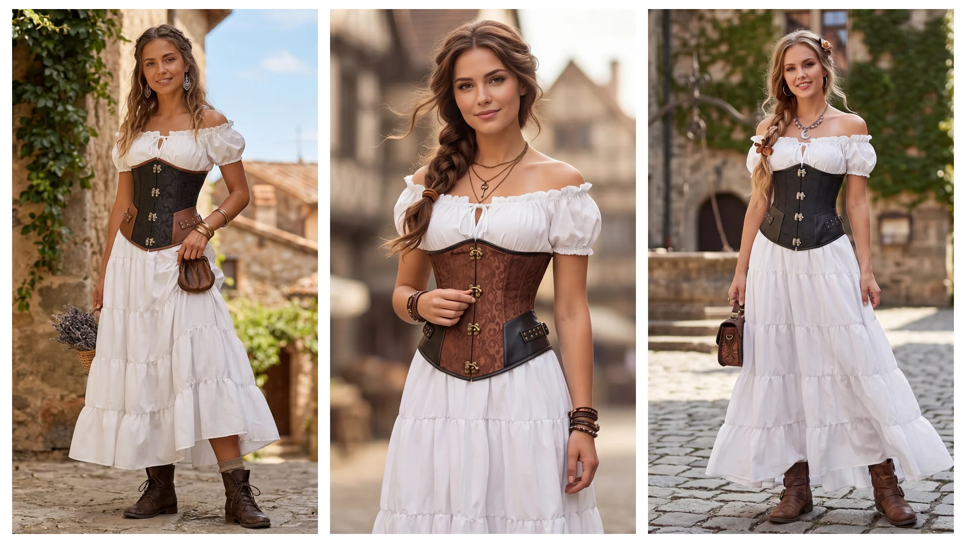 Steampunk Unterbrustkorsett Leder Braun Piratenkorsett Gürtel Schnürung hinten Jacquard Korsett Vintage Top für Frauen – Detail 8