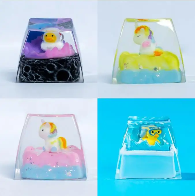 

Individual Anime Cartoon Keycap Cute Animal DIY Key Cap Mechanical Keyboard Resin Stereoscopic Keycap Lovely Unicorn Duck Cat