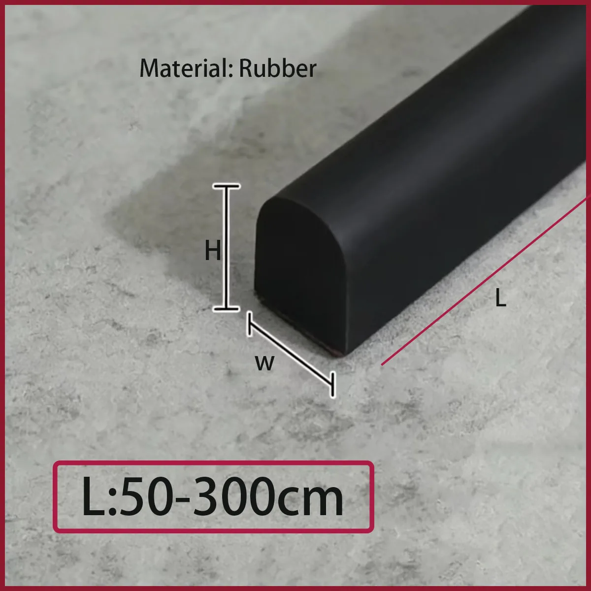 Grey/Black/White/Transparent U-shaped Soft Rubber Water Barrier Integrated Back Adhesive L 50-300cm