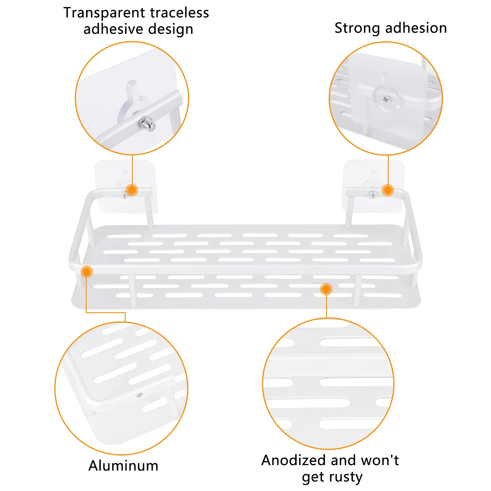 Shelf Shower Shelf Adhesive Aluminum Shower For Shampoo Holder Kitchen Rack