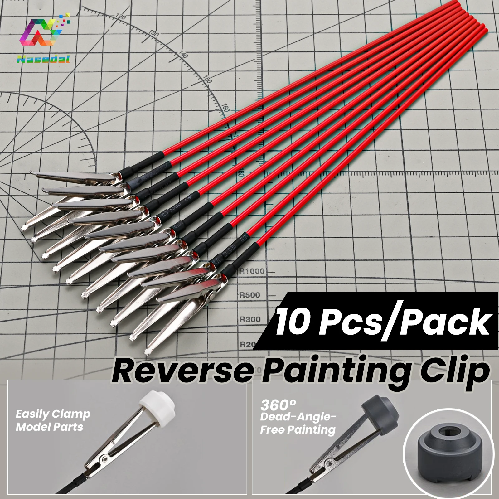 

MSWZ MS130 Reverse Painting Clip 10Pcs Spray Metal Coloring Tool for Gundam Model Kit Building DIY Craft Painting Accessories