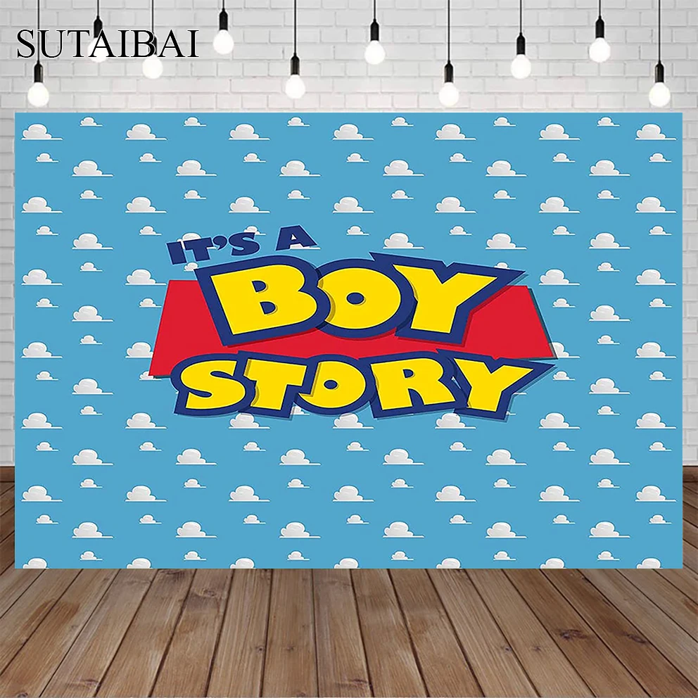 

Gender Reveal Boy Story Birthday Celebration Party Photography Backdrops Blue Background Cloth Photo Booth Props Photocall