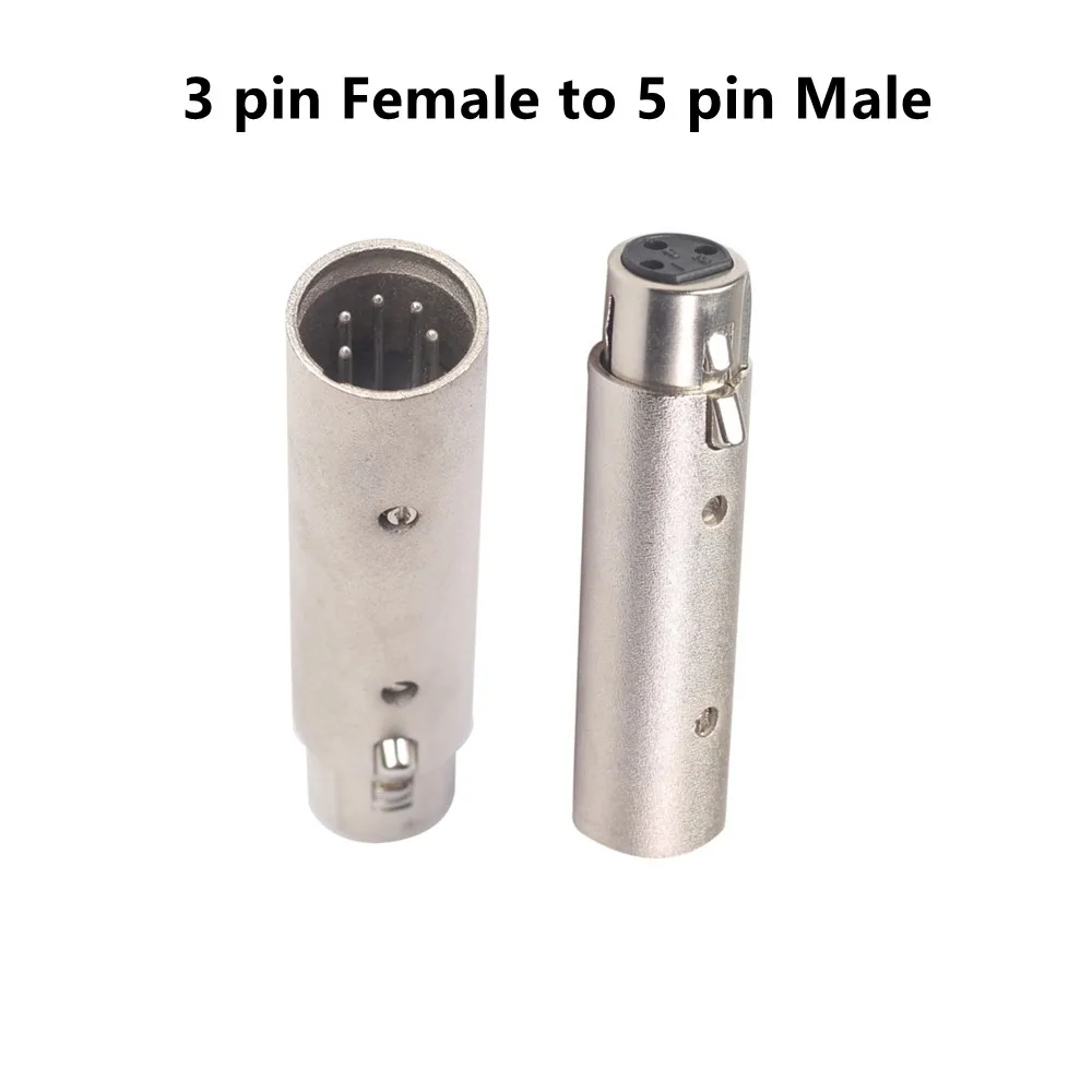 1pcs 3Pin XLR To 5Pin-DMX Metal Cased Converter Audio-Lighting Adapter 3 Pin To-5 Pin Male Connect Female Male Connector