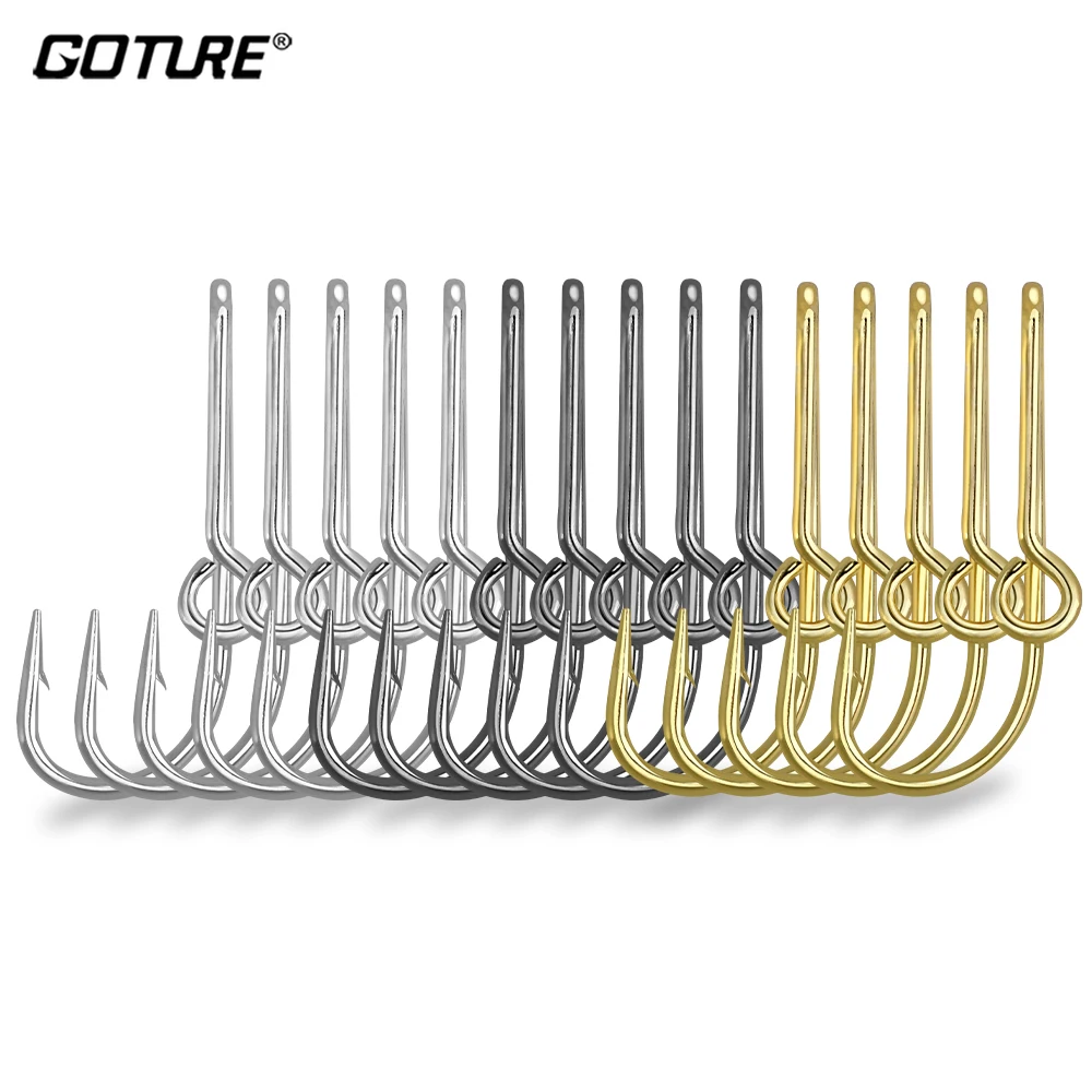 

Goture 5-15pcs Fish Hooks Hat Pins for Fishing Hat Hook Clip Gold/Black High Carbon Steel Fish Hook Hat Clip for Tie Clips