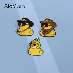 Cowboy Travel Animal Enamel Pins Custom Cool Yellow Duck Brooches Lapel Badges Animal Jewelry Gift for Friends