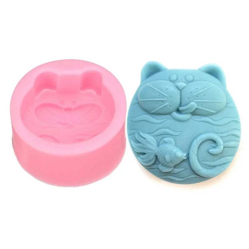 1PC Non-Stick Silicone Mold 3D Soap DIY New Cat Fish Craft Art  Handmade Candle