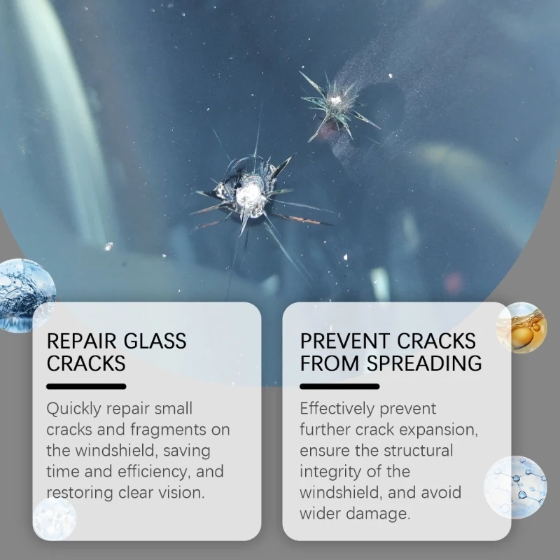 Weather Resistant Automotive Glass Repair Adhesive For Sealing Cracks And Preventing Spread Cracked Glass Scratch Repair