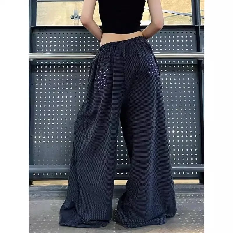 

High Waist Loose Fit Men's Casual Pants Autumn Winter Large Size 300 Pou American Sle New Stripe Floor Length Street Sle