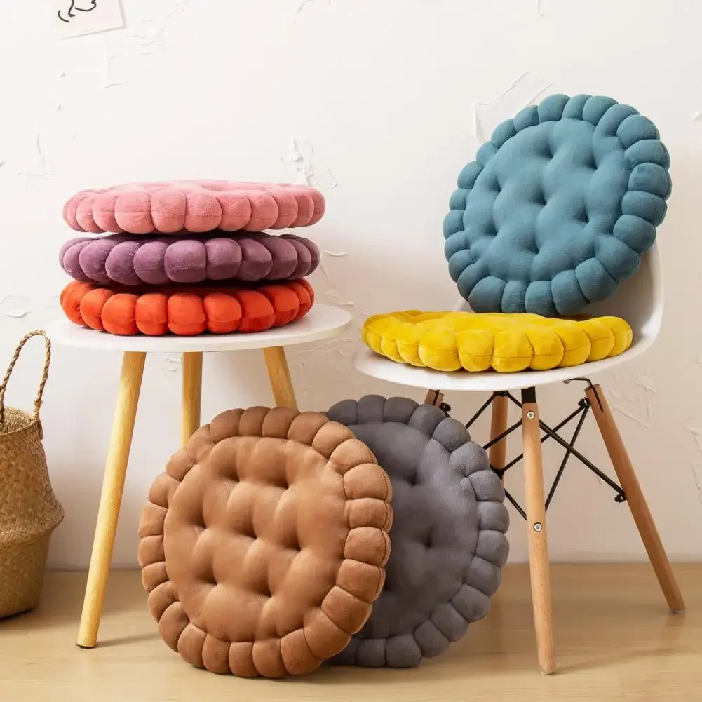 

INS Cookie Biscuit Cushion Soft Cute Throw Pillow Square Circle Thicken Seat Decorative Flooring for Living Room Household Chair