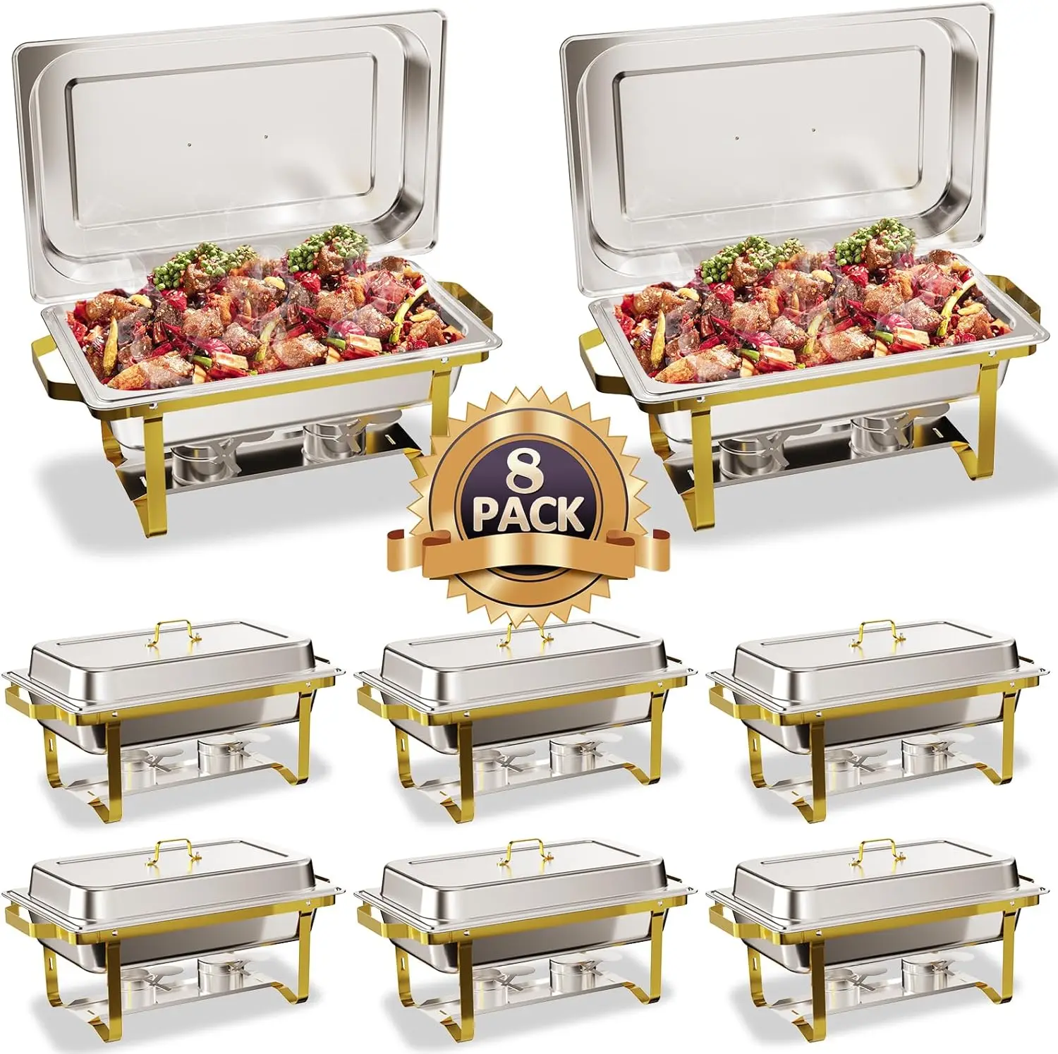 

Chafing Dishes for Buffet 8 Pack, 8QT 304 Stainless Steel Chafing Dish Buffet Set, Chafers