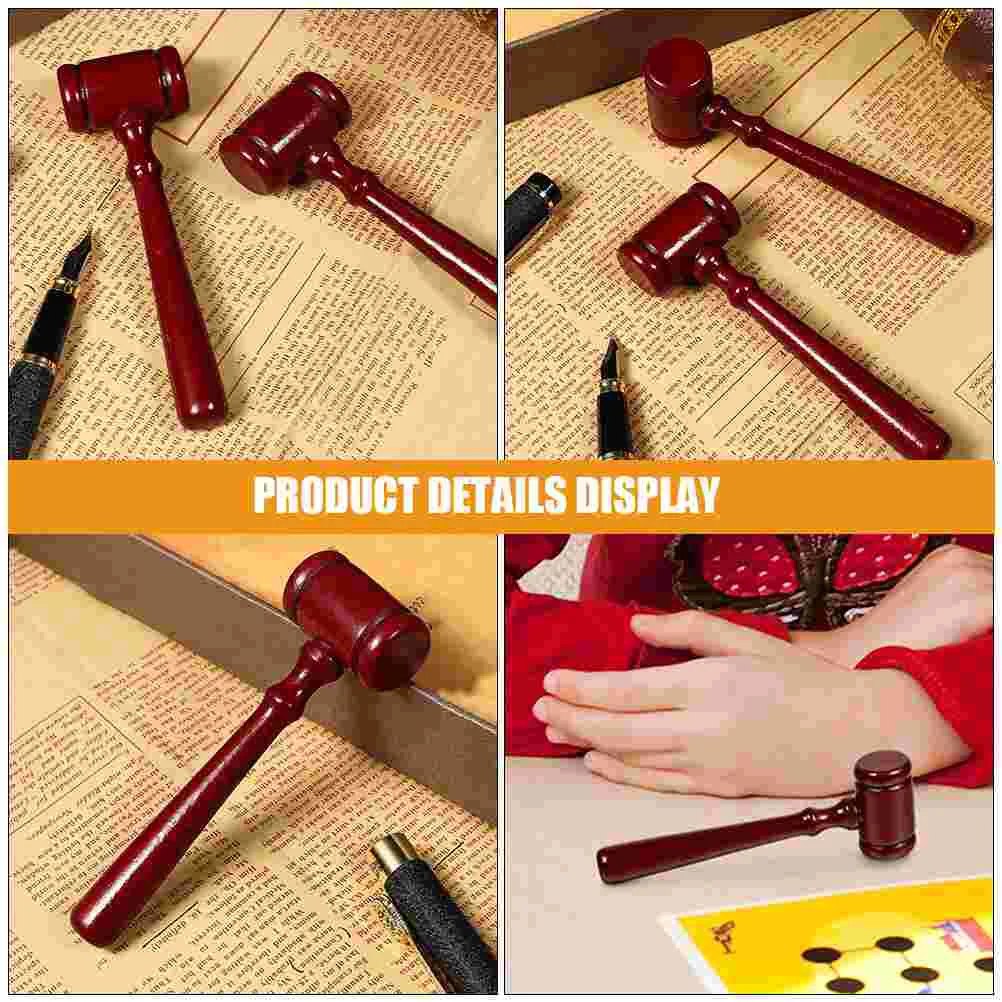 2 Pcs Judge Hammer Gavel Wooden Mini Fashion Prop Props Hammers Child Auction Sale Solid