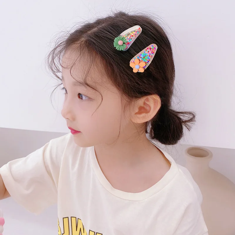 5Pcs/Set Cute Children Flower Hair Clips for Baby Girls Cartoon Animal Hairpins Sequins Filling Bangs Barrette Hair Accessories