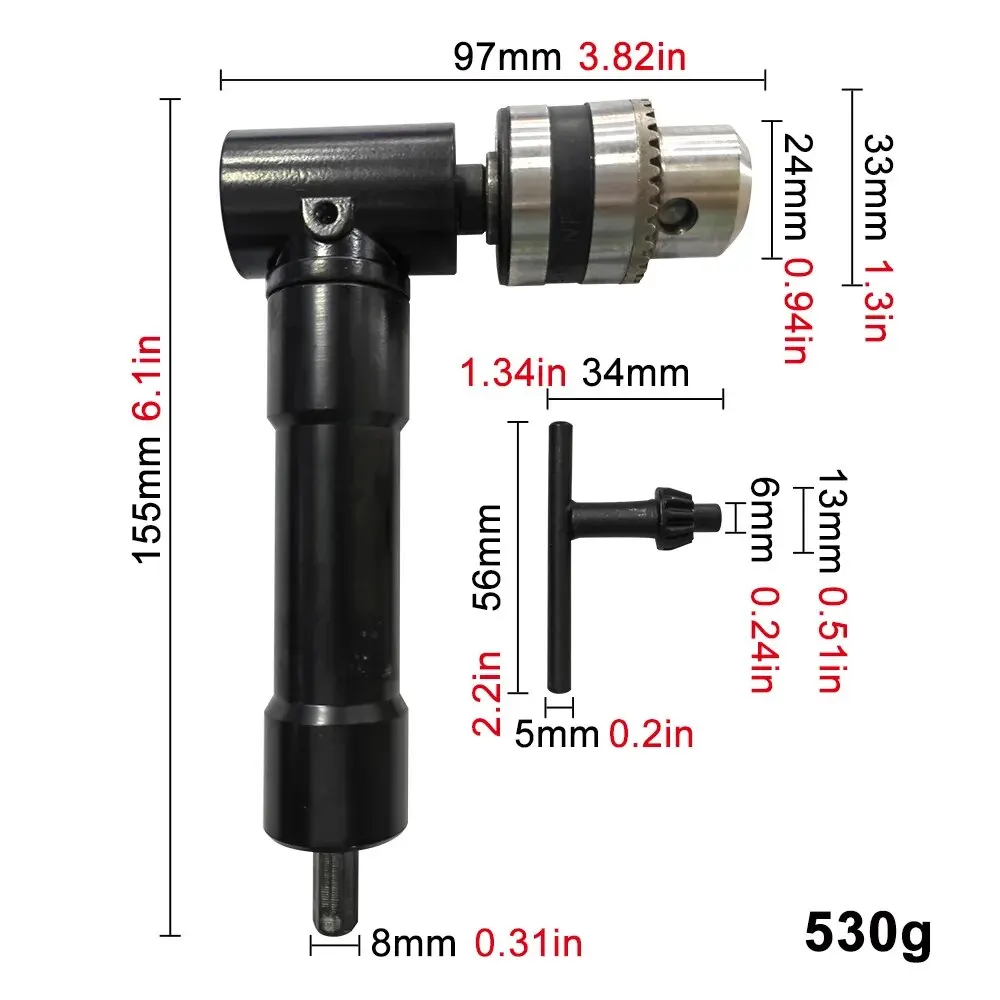 90 Degree Black Right Angle Electric Drill Corner Tool Aluminum Alloy Turning Tool Iron Chuck Adapter Narrow Space Drilling Tool