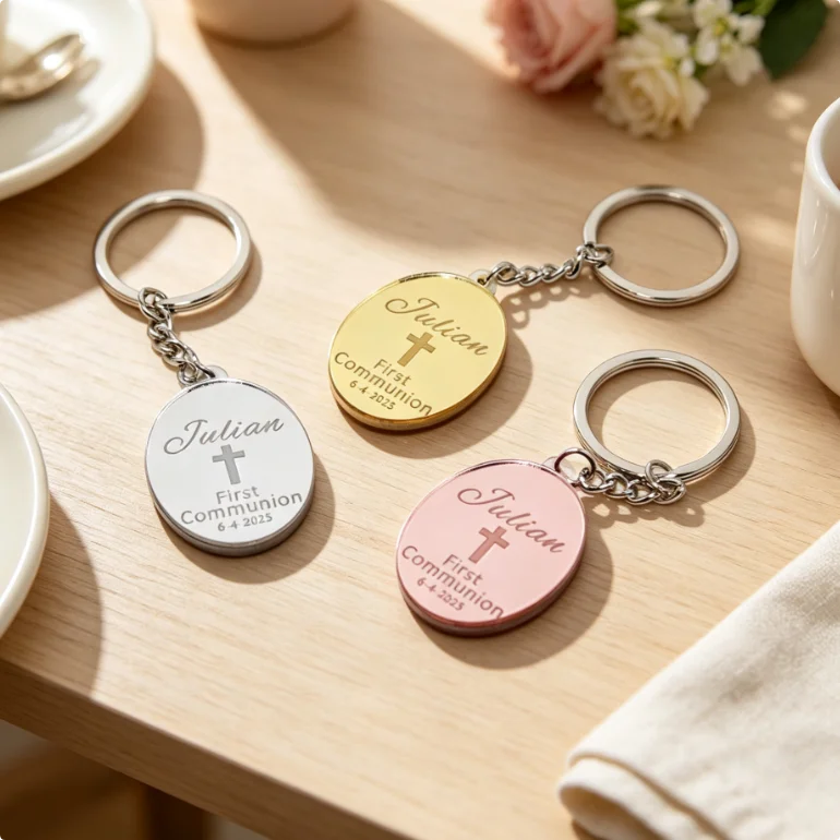 10/15/30Pcs Personalized Baptism Keychain,Mini AcrylicKeychain Favors,First Communion Favors, Mi Bautizo, Unique Baptism Favors,