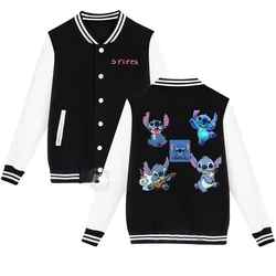 Disney Children's little Cartoon Stitch Pattern Printed Student Boys Girls Thick Warm Jacket Jacket Fall Winter baseball uniform