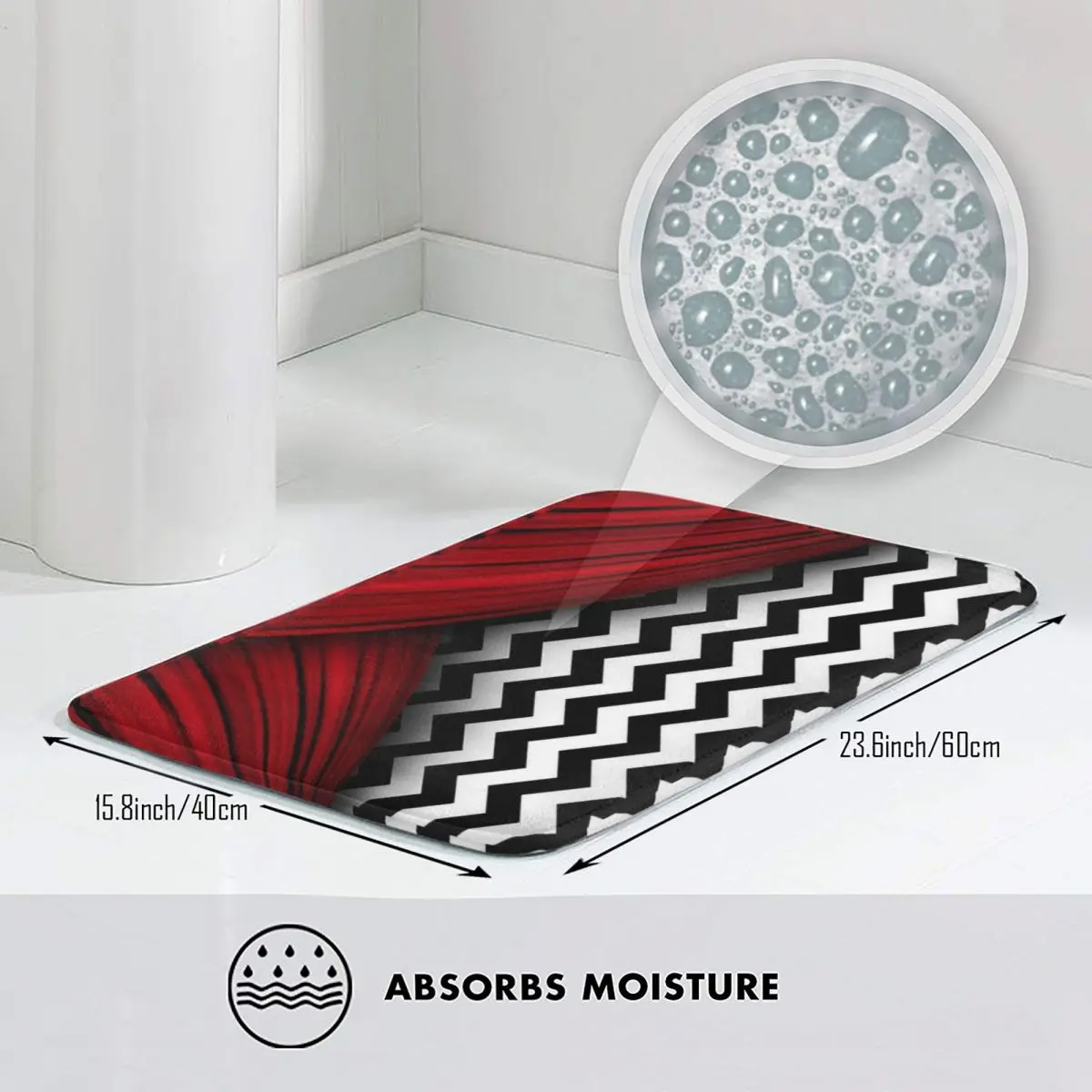 Twin Peaks Red Curtains Black And White Chevron Non-slip Doormat Floor Mat Carpet Rug for  Entrance Home Bedroom Footpad Mats