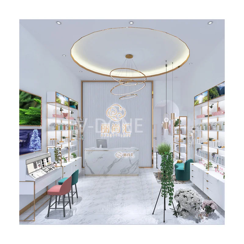 [Customized]OEM ODM Retail Shop Cosmetic Display Shelves Wall Storage Design Beauty Products Display Cabinets Perfume Makeup Bra