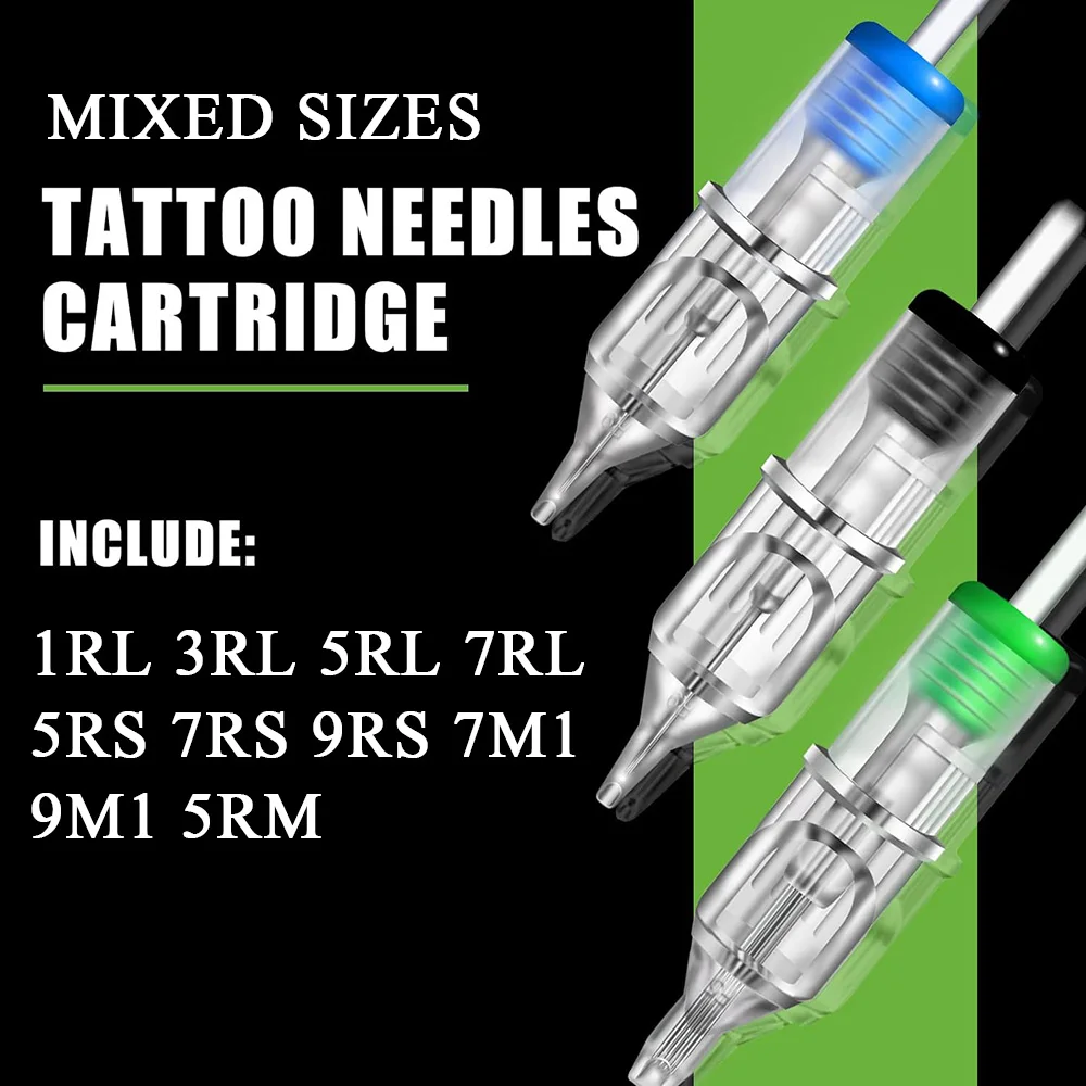 100/80/60/10/5PCS Mixed Cartridge Tattoo Needle RL RS M1 RM Mixed Sizes Permanent Tattoo Needless for Tattoo Machine Pen Supply