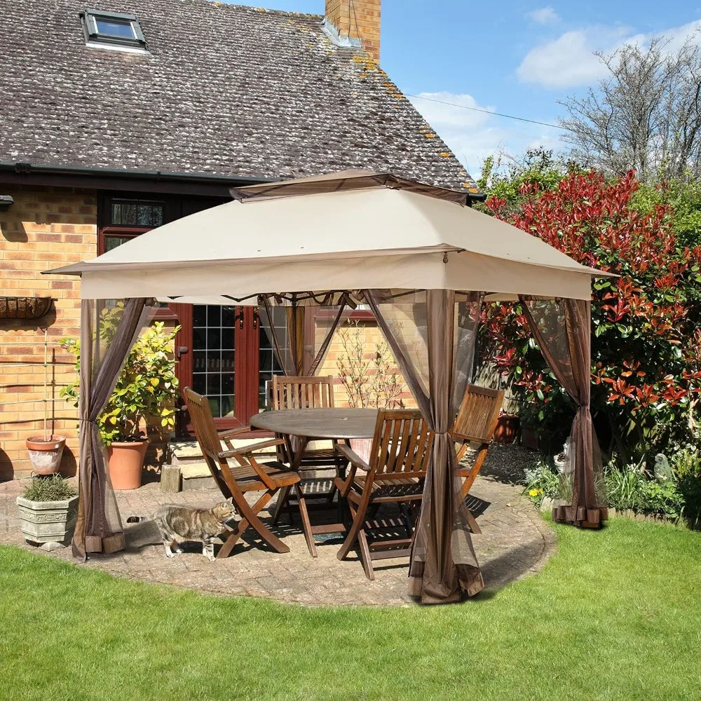 

11x11 Pop Up Instant Gazebo Tent with Mosquito Netting Outdoor Canopy Shelter, Sturdy steel frame, UV resistant pergola