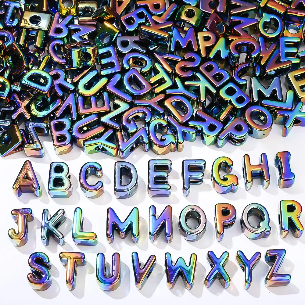 20/50 Stück Bunte Acryl-Alphabetperlen mit Großem Loch, Lose Buchstabenperlen für DIY Schmuckherstellung, Armbänder, Halsketten, Schlüsselanhänger, Bastelarbeiten – Detail 3