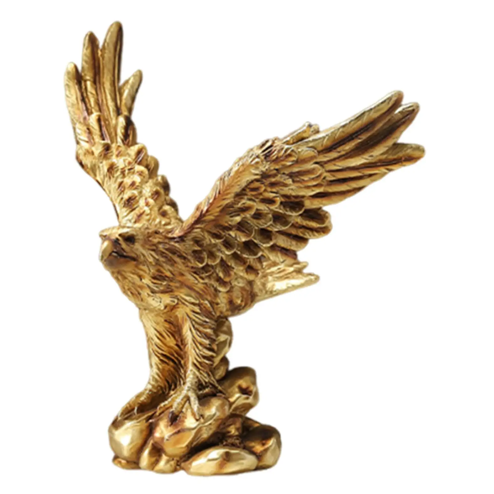 Decorative Gold Eagle Sculpture Resin Statue Animal Figurine Art Object for Bookshelf Entryway Cabinet